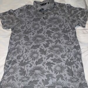 Travis Mathew Men's Sz XL Light Gray Floral Golf Polo Shirt